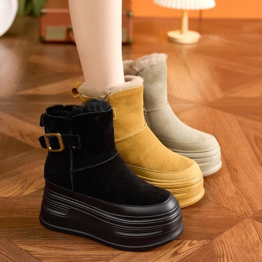 ⛄️👢【35-40】Talpă groasă din piele moale de stil nou, plus cizme de damă din catifea, la modă și calduroase